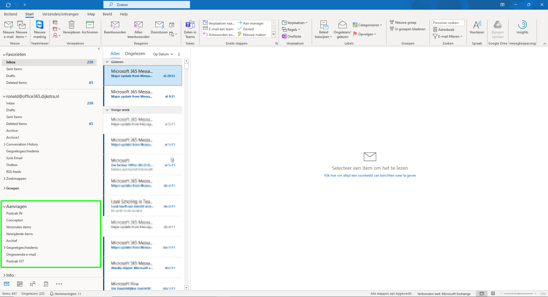 Gedeeld postvak toevoegen aan Outlook applicatie