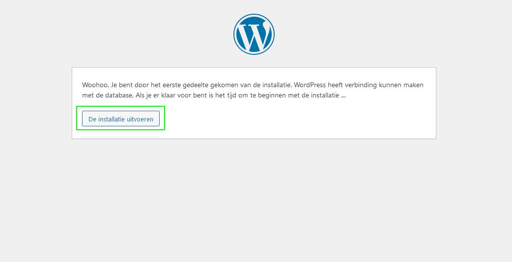 WordPress installatie uitvoeren.