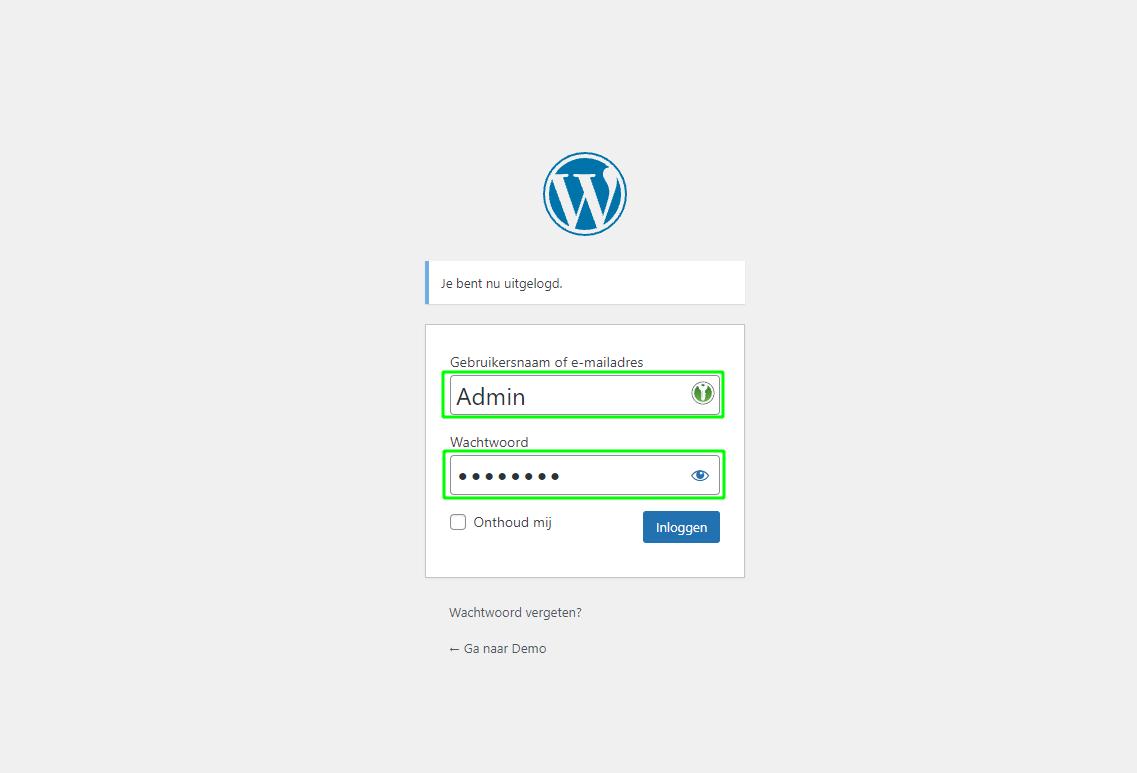 Inloggen WordPress WP Admin